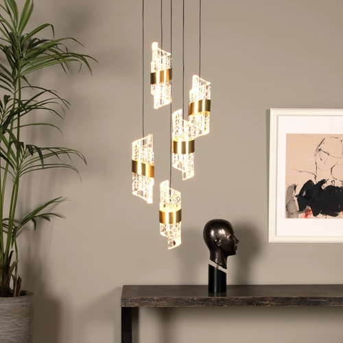 Lucide KLIGANDE - Pendant light - Ø 30 cm - LED Dim. - 5x8W 2700K - Matt Gold / Brass - atmosphere 1